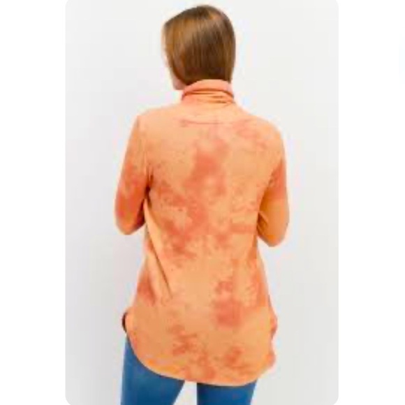 NWT Market and Spruce Tie Dye Drawstring Turtleneck Sweater Coral Combo Small - Picture 9 of 16